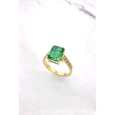 ANILLOS|Anillo oro esmeralda y diamantes