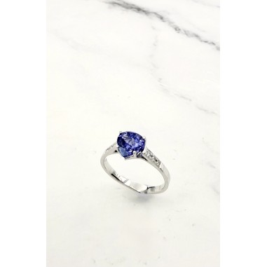 Inicio|Anillo oro blanco tanzanita y diamantes