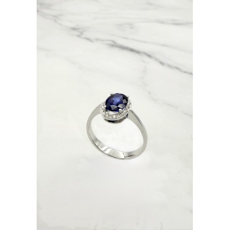 Inicio|Anillo oro blanco zafiro y diamantes