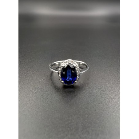 Inicio|Anillo oro blanco zafiro y diamantes