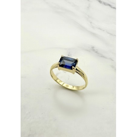 Inicio|Anillo zafiro azul y oro amarillo