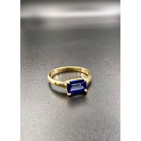 Inicio|Anillo zafiro azul y oro amarillo