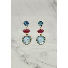 Pendientes oro colgantes topacios  y rubis