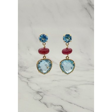 Inicio|Pendientes oro colgantes topacios  y rubis