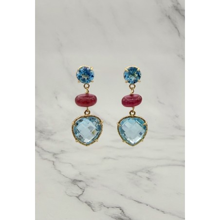 Inicio|Pendientes oro colgantes topacios  y rubis