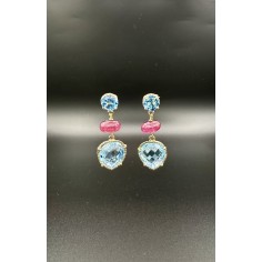 Pendientes oro colgantes topacios  y rubis 2