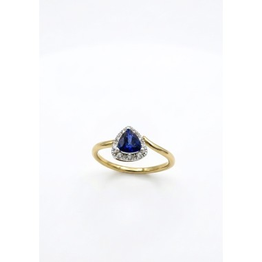 ANILLOS|Anillo zafiro azul y diamantes oro