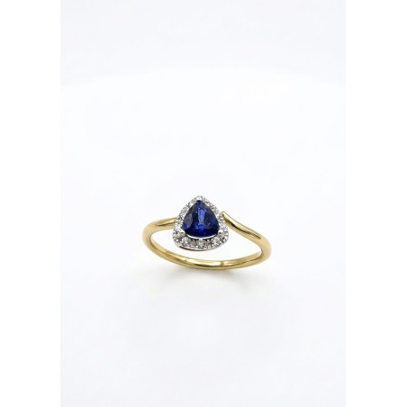 ANILLOS|Anillo zafiro azul y diamantes oro