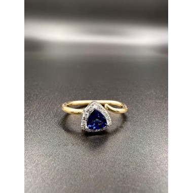 ANILLOS|Anillo zafiro azul y diamantes oro