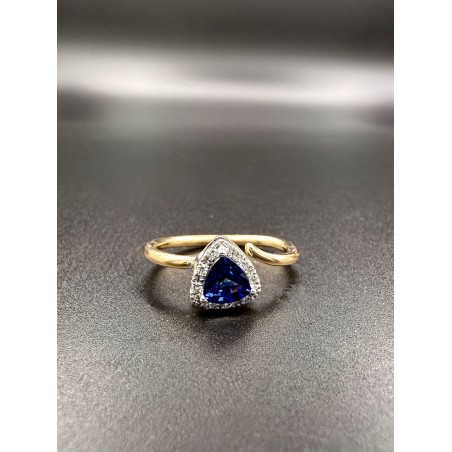 ANILLOS|Anillo zafiro azul y diamantes oro