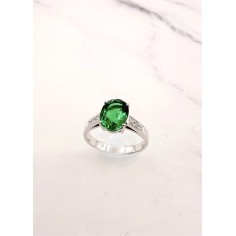 anillo comprom. esmeralda y diamantes oro blanco