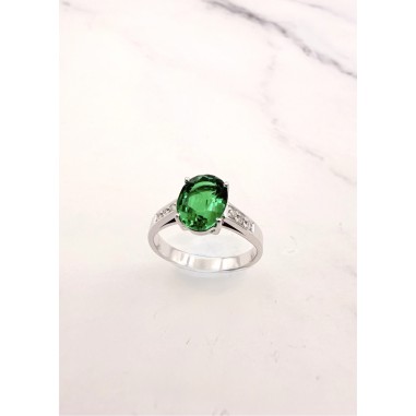 Inicio|anillo comprom. esmeralda y diamantes oro blanco