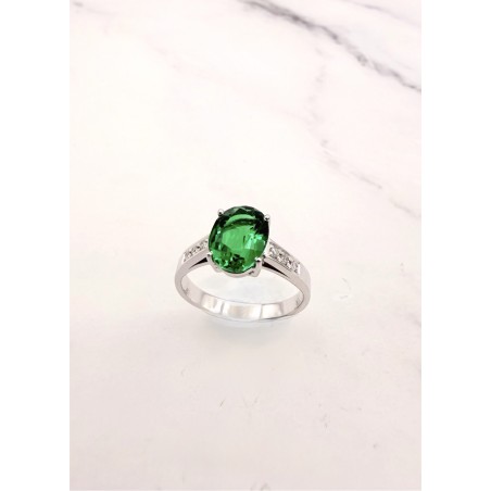 Inicio|anillo comprom. esmeralda y diamantes oro blanco