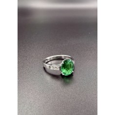 anillo comprom. esmeralda y diamantes oro blanco 2