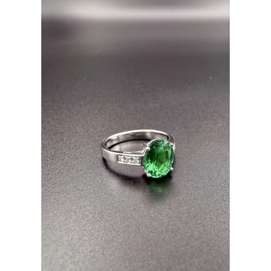 Inicio|anillo comprom. esmeralda y diamantes oro blanco