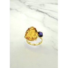 Anillo oro Citrino y Amatista