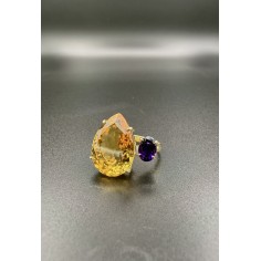 Anillo oro Citrino y Amatista 2