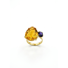 Anillo oro Citrino y Amatista