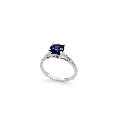 Inicio|Anillo oro compromislo zafiro azul y diamantes