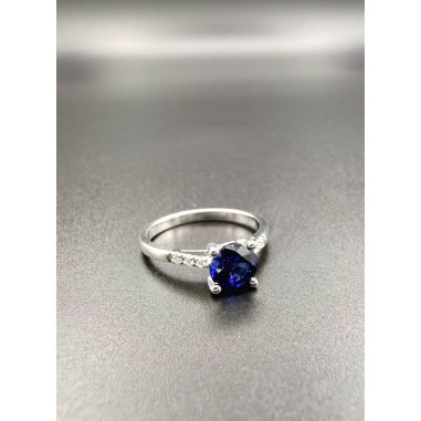 Inicio|Anillo oro compromislo zafiro azul y diamantes