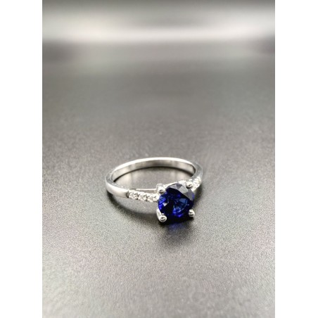 Inicio|Anillo oro compromislo zafiro azul y diamantes