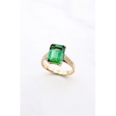 Anillo oro artesano esmeralda y diamantes