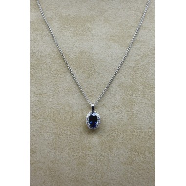 Inicio|Collar y colgante oro blanco zafiro y diamantes