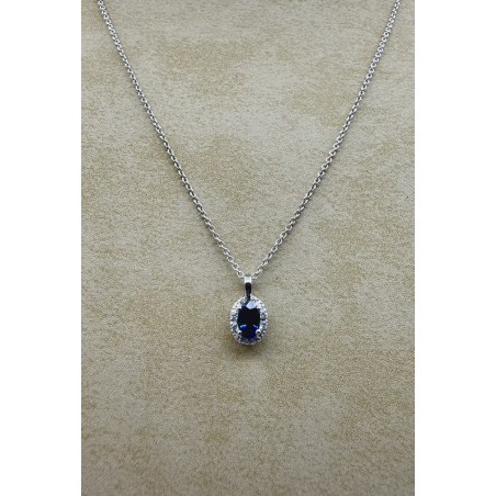 Inicio|Collar y colgante oro blanco zafiro y diamantes