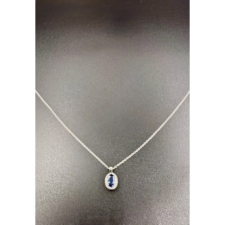 Inicio|Collar y colgante oro blanco zafiro y diamantes