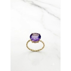 Anillo oro y amatista natural