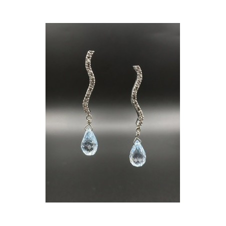 Inicio|Pendientes colgantes oro blanco topacios y diamantes