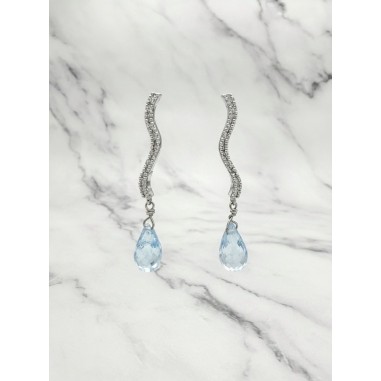 Inicio|Pendientes colgantes oro blanco topacios y diamantes