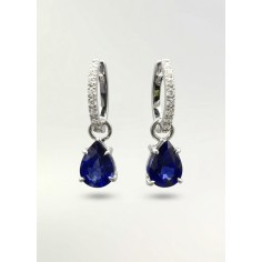Pendientes oro bl.diamantes y zafiros