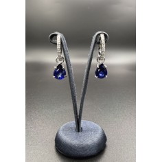 Pendientes oro bl.diamantes y zafiros 2