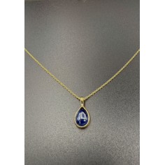 Collar gargantilla y colgante oro y zafiro azul 2