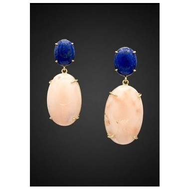 Inicio|Pendientes oro lapislazuli y corales rosas