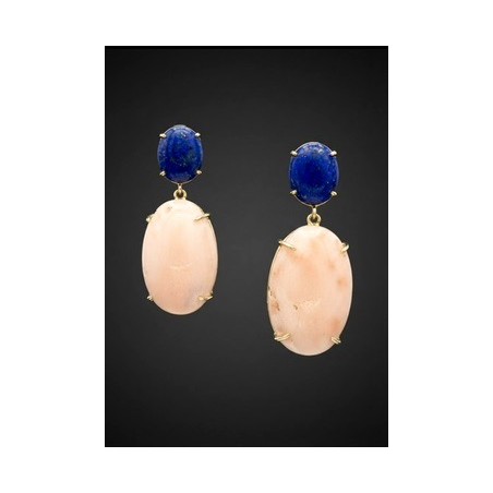 Inicio|Pendientes oro lapislazuli y corales rosas