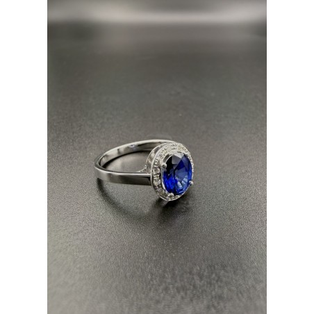 Inicio|Anillo oro bl. Zafiro azul y diamantes
