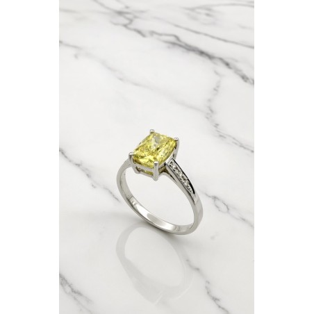 Inicio|Anillo oro blanco Diamante amarillo LAB y brillantes nat