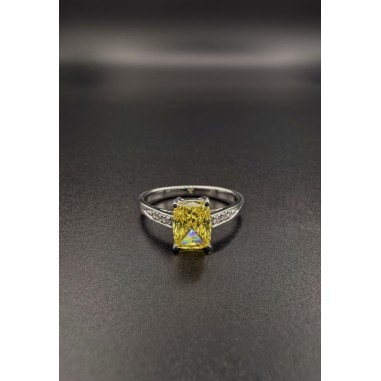 Inicio|Anillo oro blanco Diamante amarillo LAB y brillantes nat
