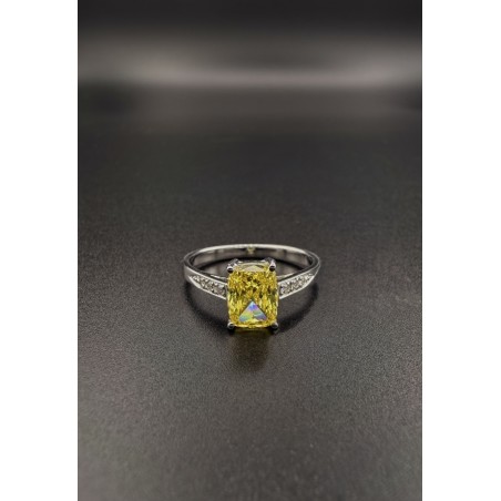 Inicio|Anillo oro blanco Diamante amarillo LAB y brillantes nat