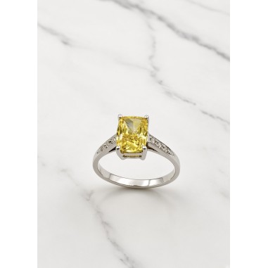 Inicio|Anillo oro blanco Diamante amarillo LAB y brillantes nat