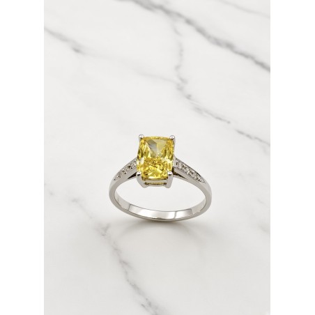 Inicio|Anillo oro blanco Diamante amarillo LAB y brillantes nat