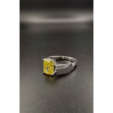 Inicio|Anillo oro blanco Diamante amarillo LAB y brillantes nat