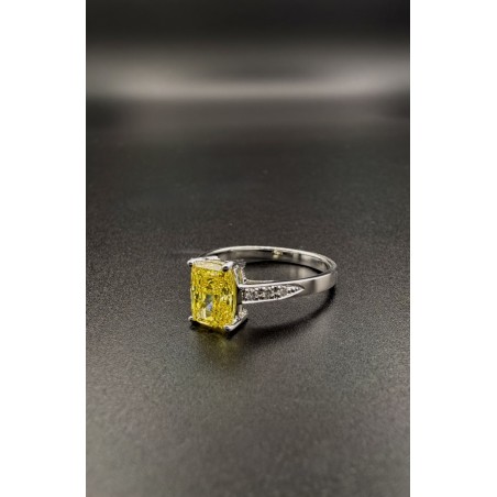 Inicio|Anillo oro blanco Diamante amarillo LAB y brillantes nat